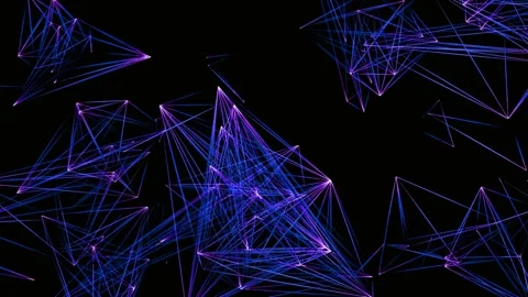 Futuristic 3D wireframe network animation. Abstract glowing blue digital grid Stock Footage 340024525
