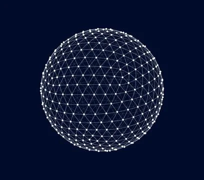 Futuristic 3D wireframe network sphere Illustration