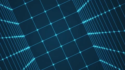 Futuristic 3D Wireframe Room - Perspective Grid with Rotate &amp; Zoom Effects Stock Footage 303628960
