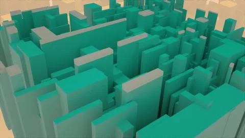 Futuristic 4k Abstract 3D Building Blocks of Data Structure Background Stock Footage 338097215