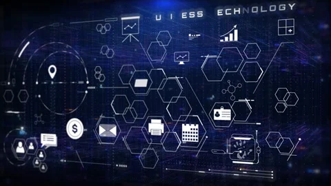 Futuristic 4K Business Technology Motion Animation with Holographic Data Stock Footage 320285065