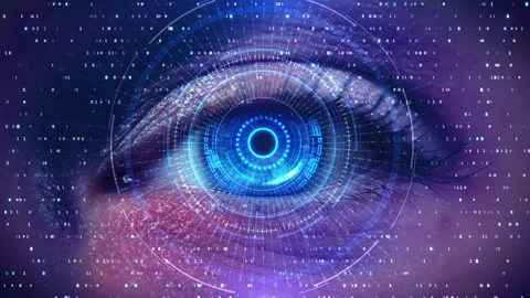 Futuristic 4k Hud Glitch Cyber eye background Animation. Code background. sci-fi Stock Footage 333971986