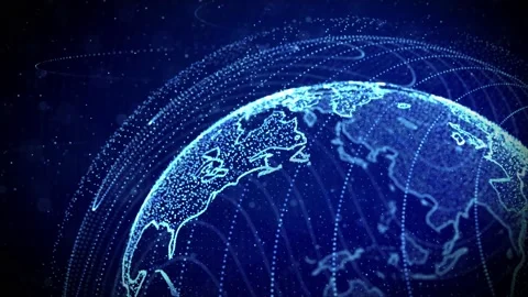 Futuristic 4K Hud Globe Earth Sphere with Network Connection Global Hologram Stock Footage 157731254