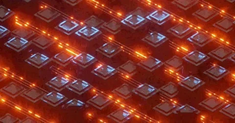 Futuristic 4K looping animation of an abstract electronic circuit board Stock Footage 318779604