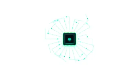A futuristic 4K motion graphics animation of a central microchip pulsing wi.. Vídeos de archivo 345640674