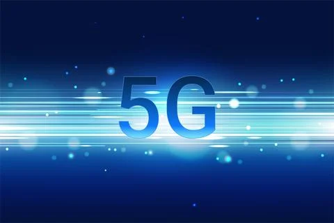 Futuristic 5G Technology Background with Glowing Digital Network and Speed Lines イラスト素材