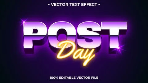 Futuristic 80s text effect style with vibrant gradients Editable typography.. Stock Illustration