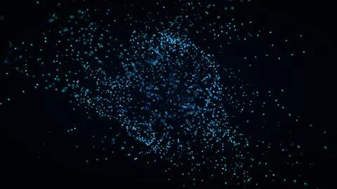 Futuristic abstract 3d render of chaotic motion low poly polygonal particles Illustrazione stock