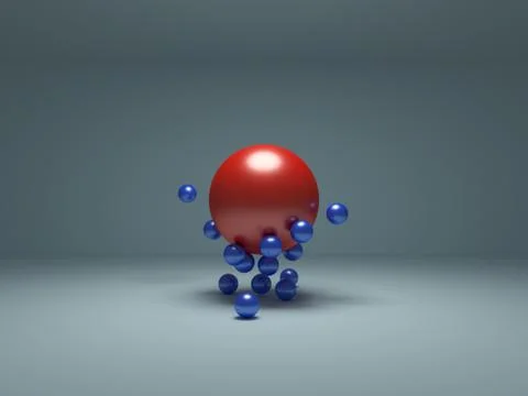 Futuristic abstract 3d render of flying polygonal spheres. Low poly Illustrazione stock