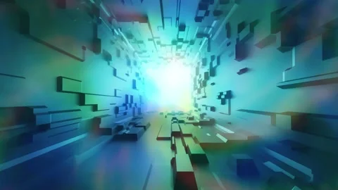 Futuristic abstract animation of sci-fi tunnel travel at constantly light speed. Stock Footage 204137764