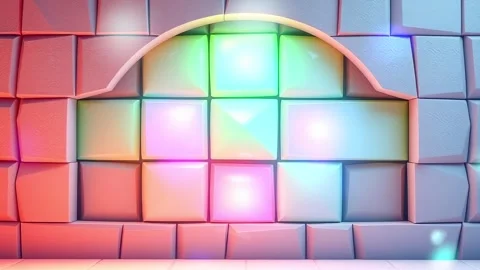 Futuristic Abstract Art: A Interior Animation with Glowing Blocks and Colorful Stock Footage 330321087