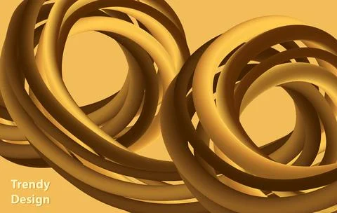 Futuristic abstract background. 3d illustration of liquid shape. Golden Stock Illustration