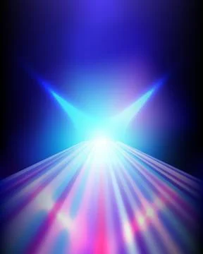 Futuristic abstract background with blue neon light streaks at glowing hori.. Ilustração Stock