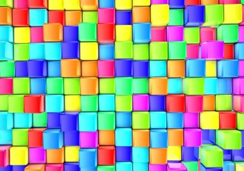 Futuristic abstract background of colored cubes Stock Illustration
