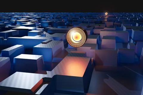 Futuristic abstract background from cubes, unknown future technologies. Stock Illustration