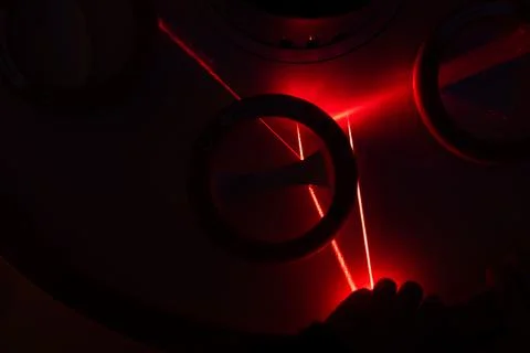 Futuristic abstract background. Empty room background, concrete. Neon red light Stock Photos