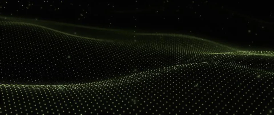 Futuristic Abstract Background: Ethereal Plexus of Glowing Particles and In.. Fotos de archivo