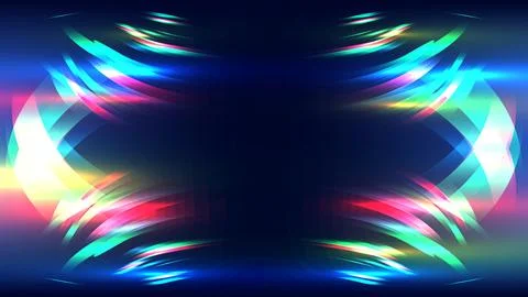 Futuristic abstract background featuring vibrant neon light trails and symm.. イラスト素材