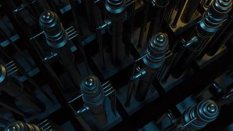 Futuristic abstract background with geometric structures and neon lighting イラスト素材