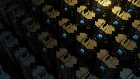 Futuristic abstract background with geometric structures and neon lighting イラスト素材