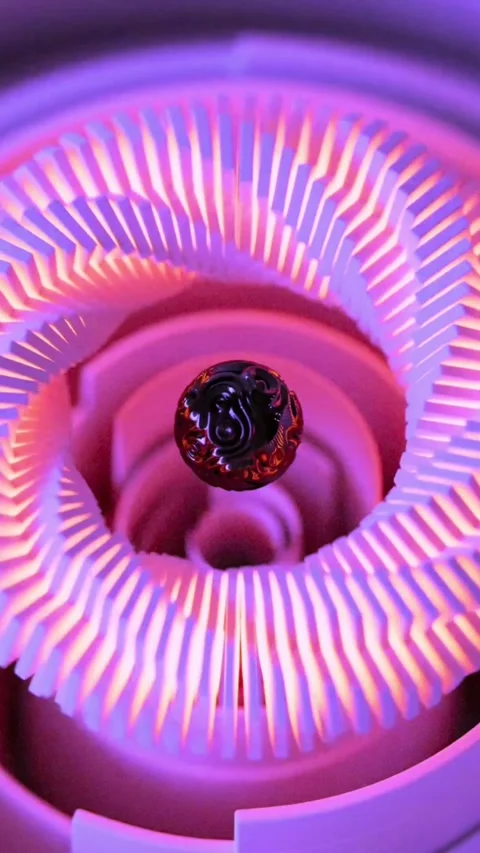 Futuristic abstract background with glowing purple light rings and a dark Stock Footage 347485111