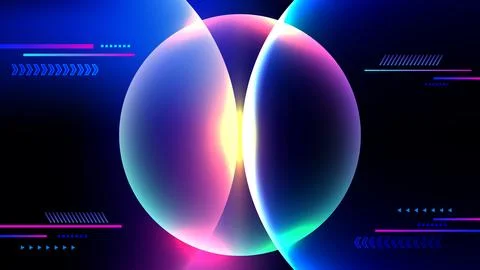 Futuristic abstract background with glowing translucent spheres and neon bl.. Stockillustratie
