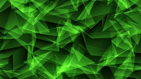 Futuristic abstract background. Green color, flying triangles. Plexus effect. Stock Footage 259505047