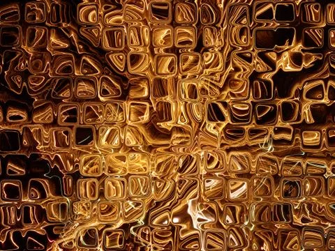 Futuristic abstract background made from golden transparent cubes. Illustrazione stock