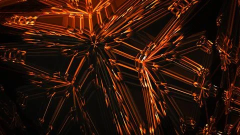 Futuristic abstract background. Orange streaks of light pass through metal Stock Illustration