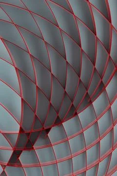 Futuristic abstract background, pattern - thin red curved lines, grid on ligh Stock Photos