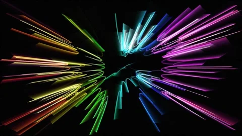 Futuristic Abstract Background with Rotating Neon Rays and Explosion Waves Stock Footage 337231883