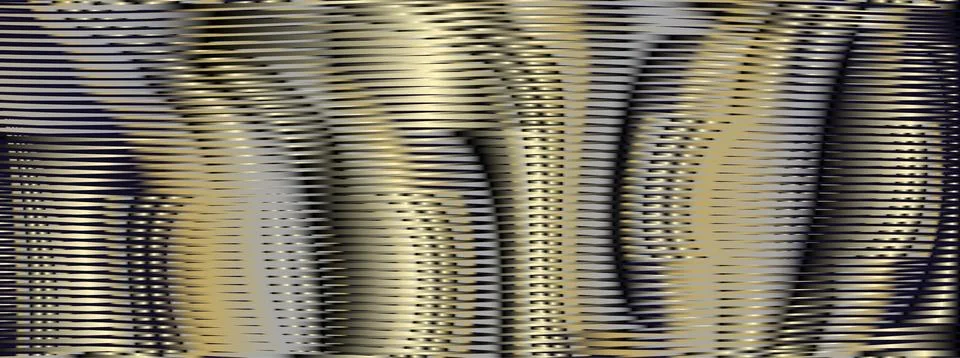 Futuristic abstract background with striped texture and gold glow effect. Stock Illustration