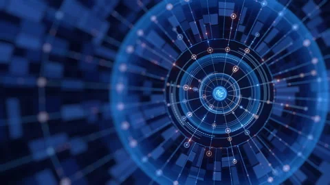 Futuristic abstract blue background with interconnected digital lines and Stock Footage 313832337