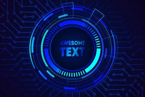 Futuristic abstract blue background with lights and gradients. Circle frame.  Stock Illustration