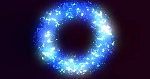 Futuristic abstract blue exploding ring circle glowing radiant magical ener.. Stock Illustration