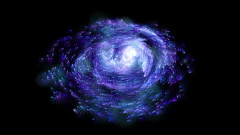 Futuristic abstract blue galaxy. Many small luminous particles move in a circ Stock Footage 294970610