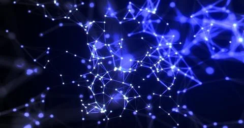 Futuristic abstract blue glowing plexus dots with radiant magical energy li.. 스톡 일러스트