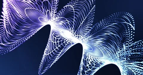 Futuristic abstract blue light particles form swirling geometric patterns on Stock Footage 312814781