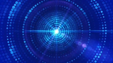 Futuristic Abstract Blue Shine Circular Halftone Dots Circle Pattern With Light  Stock Illustration