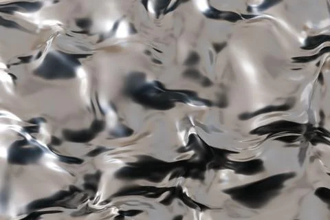 Futuristic abstract chrome background. Tech style fluid metallic surface. F.. Stock Photos