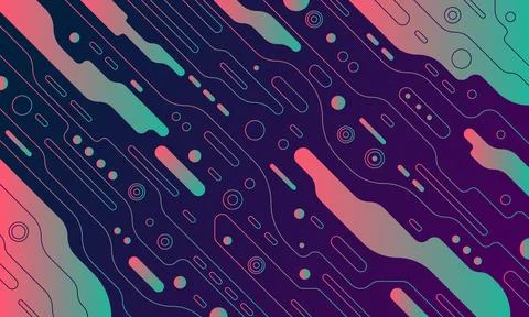 Futuristic Abstract Circuit Lines Gradient Neon Background Stock Illustration