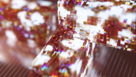 Futuristic abstract concept of data blocks connecting, creating a complex Stock Footage 334042764