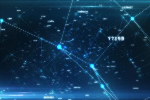 Futuristic abstract connections, technological space 3d illustration Stock Illustration