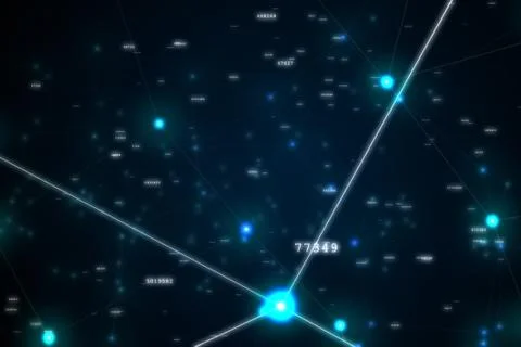 Futuristic abstract connections, technological space 3d illustration Stock Illustration