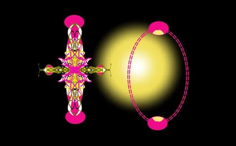 Futuristic Abstract Cross and Glowing Circle Graphic Stock Illustration