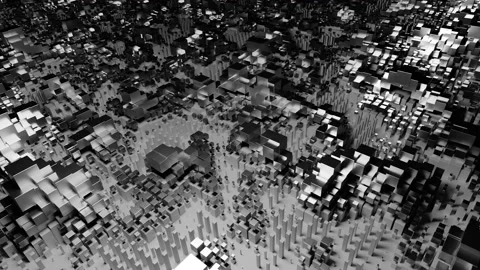Futuristic abstract cubic grid with seamless wave animation. Design. Abstract Stock Footage 170900653