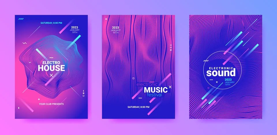 Futuristic Abstract Dance Poster. Electro Sound Flyer. Techno Party Stock Illustration