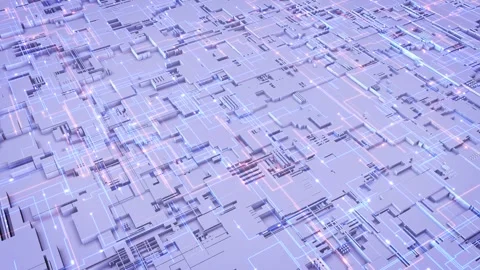 Futuristic Abstract dark circuit board background, glowing lines, electrons. tec Stock Footage 342788097