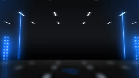 Futuristic Abstract Dark Room with Neon Lights and Reflections in Blue and .. 動画素材 341781347