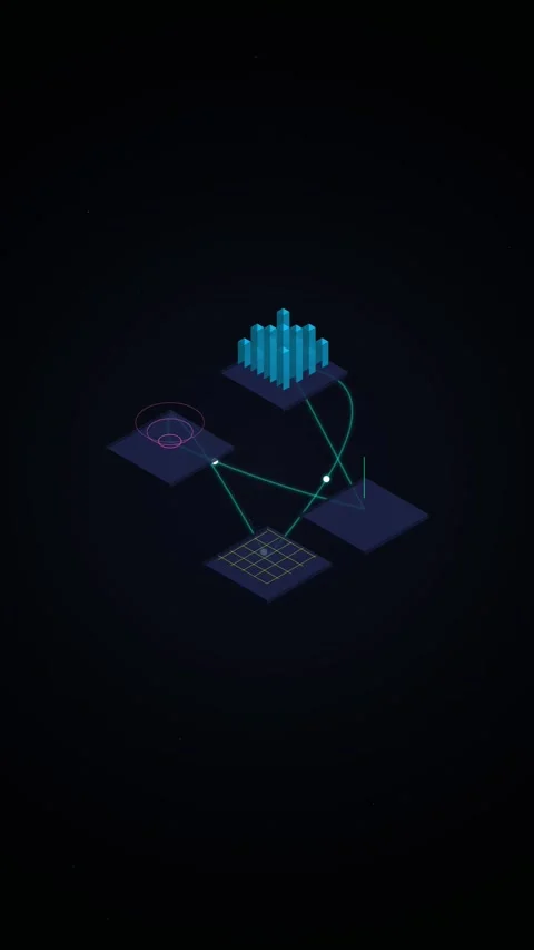 Futuristic Abstract Data Network Visualization Glowing Blue Tech Background.. Video stock 344950330